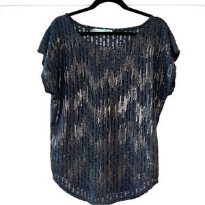 Maurice’s Metallic Detail Distressed Top Medium